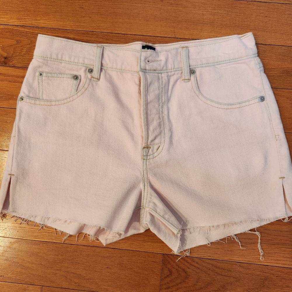 Gap light pink button fly jean shorts